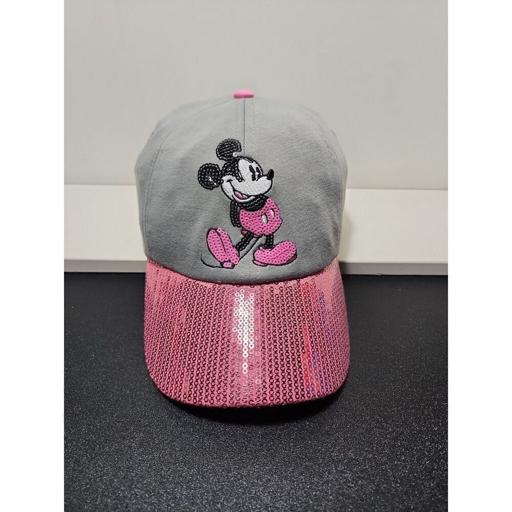 Disney Parks Mickey Mouse Baseball Cap Hat Pink Sequins